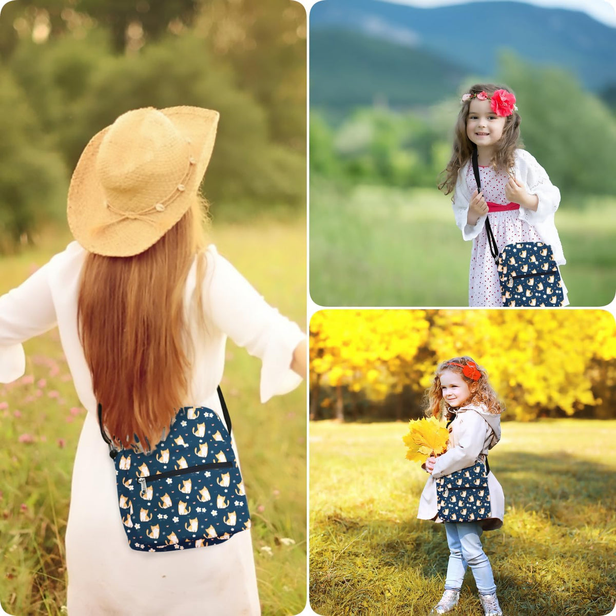Girls Crossbody Purses for Kids 2 PCS Cross Body Bag Women Messenger Bag Girls Canvas Bag Cross Body Purse Set - Colors B