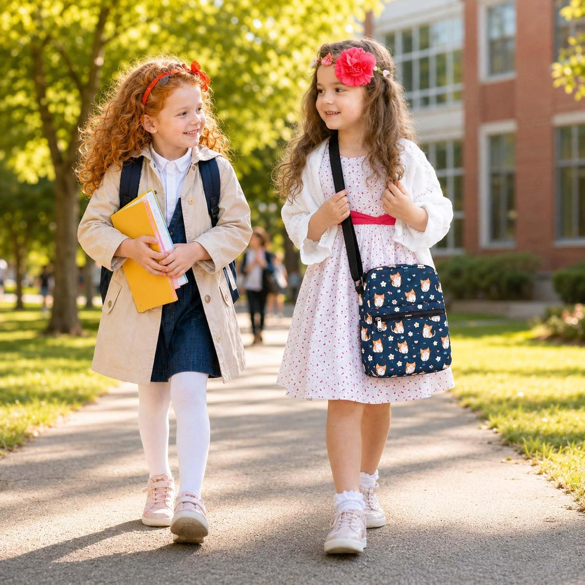 Girls Crossbody Purses for Kids 2 PCS Cross Body Bag Women Messenger Bag Girls Canvas Bag Cross Body Purse Set - Colors B