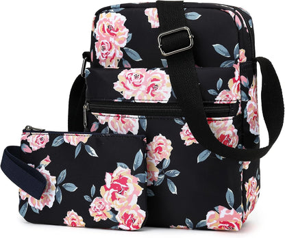 Girls Crossbody Purses for Kids 2 PCS Cross Body Bag Women Messenger Bag Girls Canvas Bag Cross Body Purse Set - Colors B