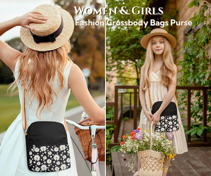 Girls Crossbody Purses for Kids 2 PCS Cross Body Bag Women Messenger Bag Girls Canvas Bag Cross Body Purse Set - Colors B