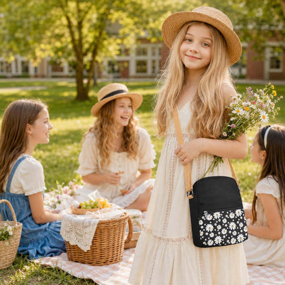 Girls Crossbody Purses for Kids 2 PCS Cross Body Bag Women Messenger Bag Girls Canvas Bag Cross Body Purse Set - Colors B