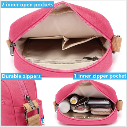 Girls Crossbody Purses for Kids 2 PCS Cross Body Bag Women Messenger Bag Girls Canvas Bag Cross Body Purse Set - Colors B