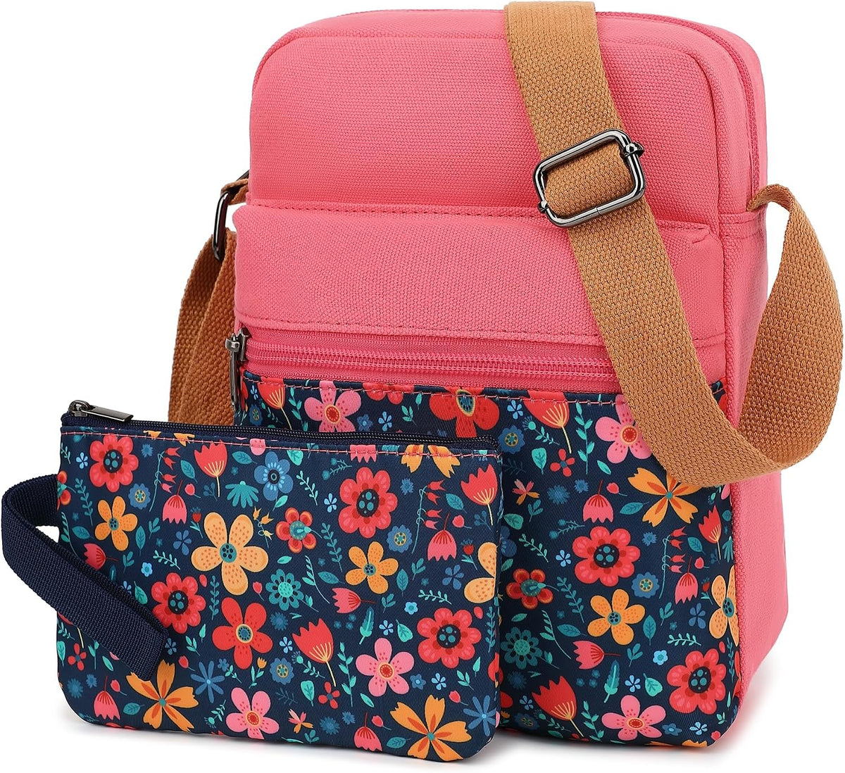 Girls Crossbody Purses for Kids 2 PCS Cross Body Bag Women Messenger Bag Girls Canvas Bag Cross Body Purse Set - Colors B