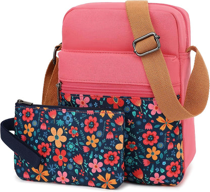 Girls Crossbody Purses for Kids 2 PCS Cross Body Bag Women Messenger Bag Girls Canvas Bag Cross Body Purse Set - Colors B