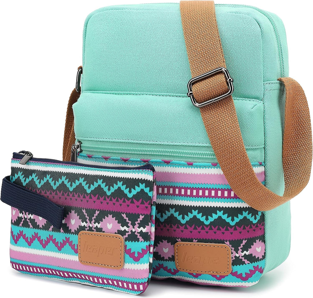 Girls Crossbody Purses for Kids 2 PCS Cross Body Bag Women Messenger Bag Girls Canvas Bag Cross Body Purse Set - Colors B