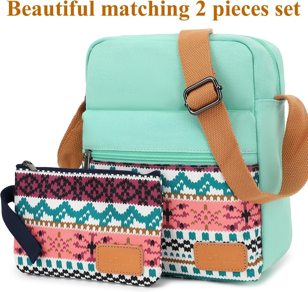 Girls Crossbody Purses for Kids 2 PCS Cross Body Bag Women Messenger Bag Girls Canvas Bag Cross Body Purse Set - Colors B