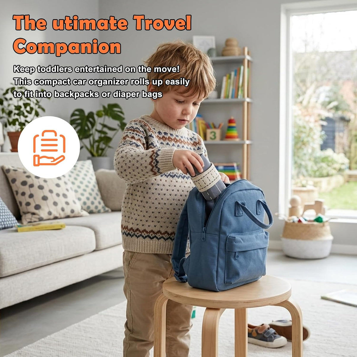 Portable Toy Car Storage Roll and Playmat - Travel Car Carrier Organizer Case for 6 Small Cars - Compatible with Hot Wheels & Matchbox, Toddler Quiet Play Activity Mat for Airplane