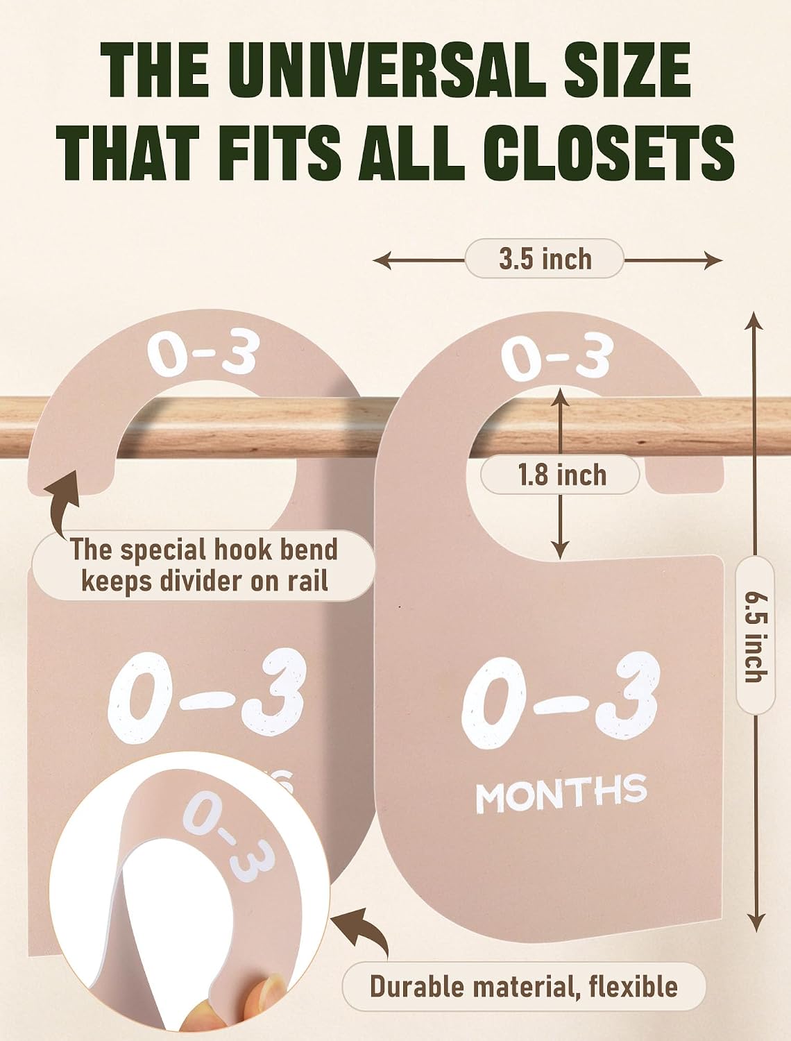 12 Pack Baby Closet Dividers, Durable-Sided Baby Size Closet Dividers