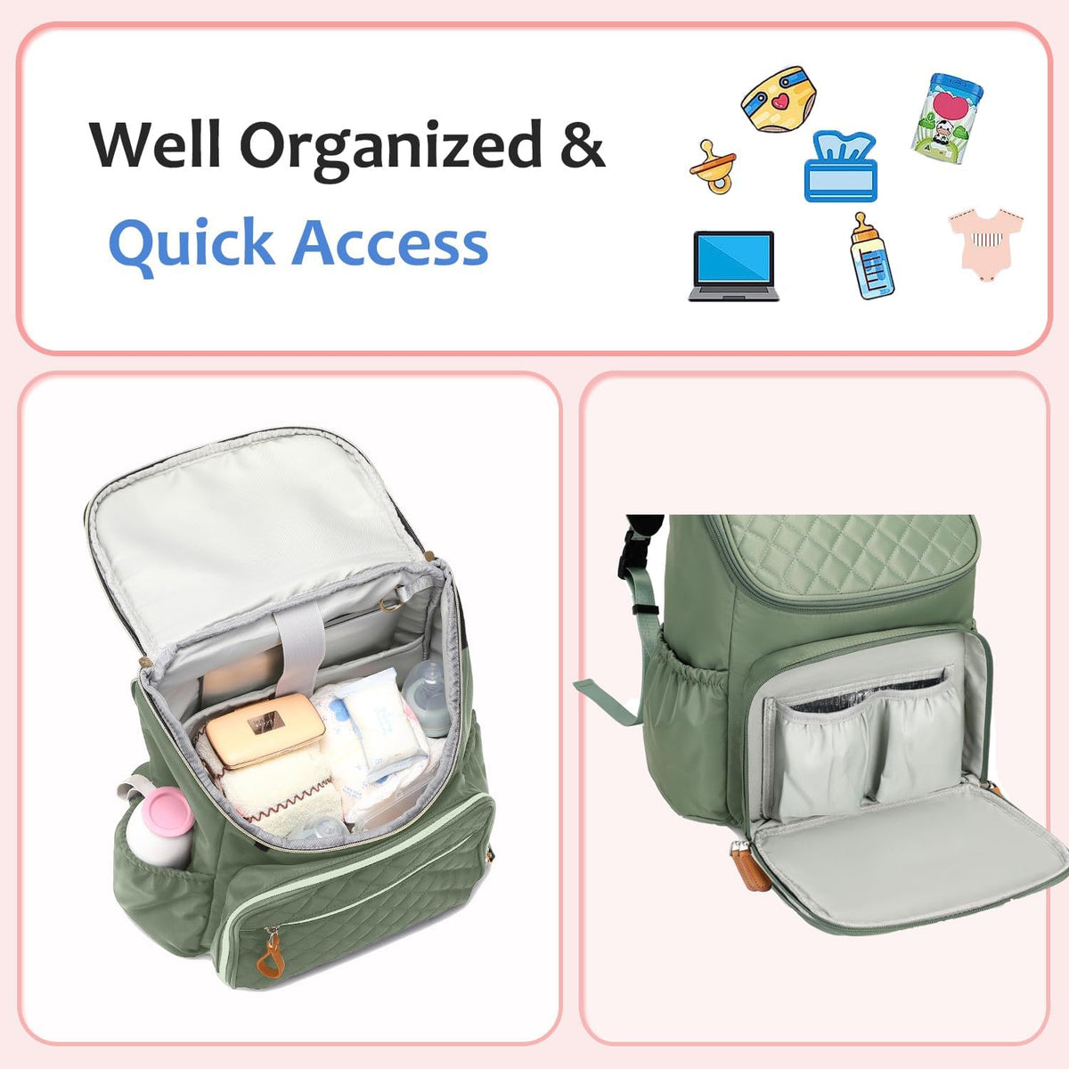 Lightweight Diaper Bag Backpack, Medium