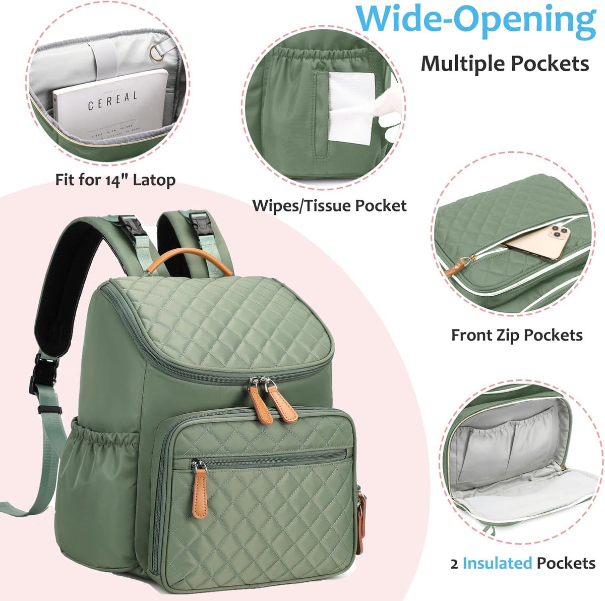 Lightweight Diaper Bag Backpack, Medium