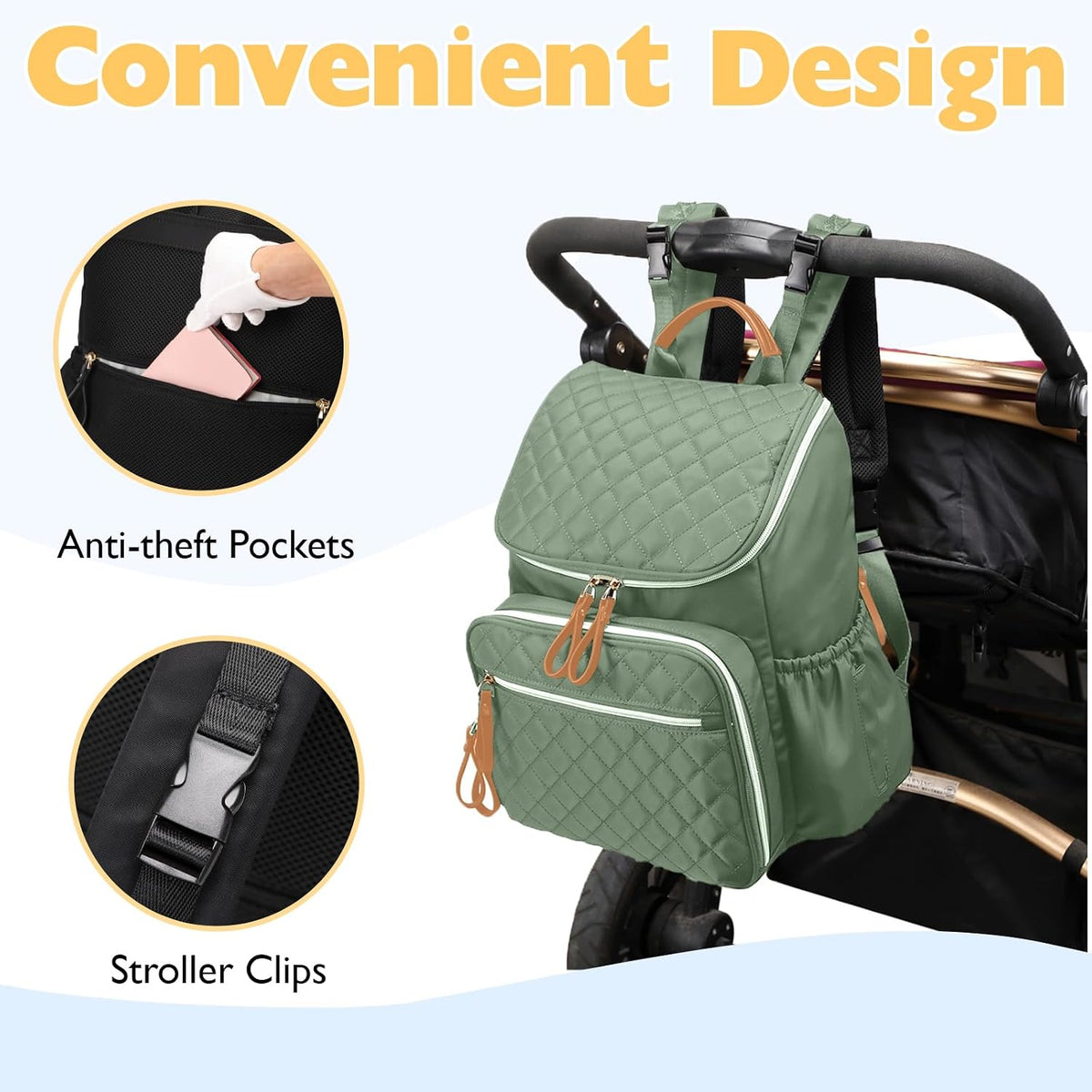 Lightweight Diaper Bag Backpack, Medium