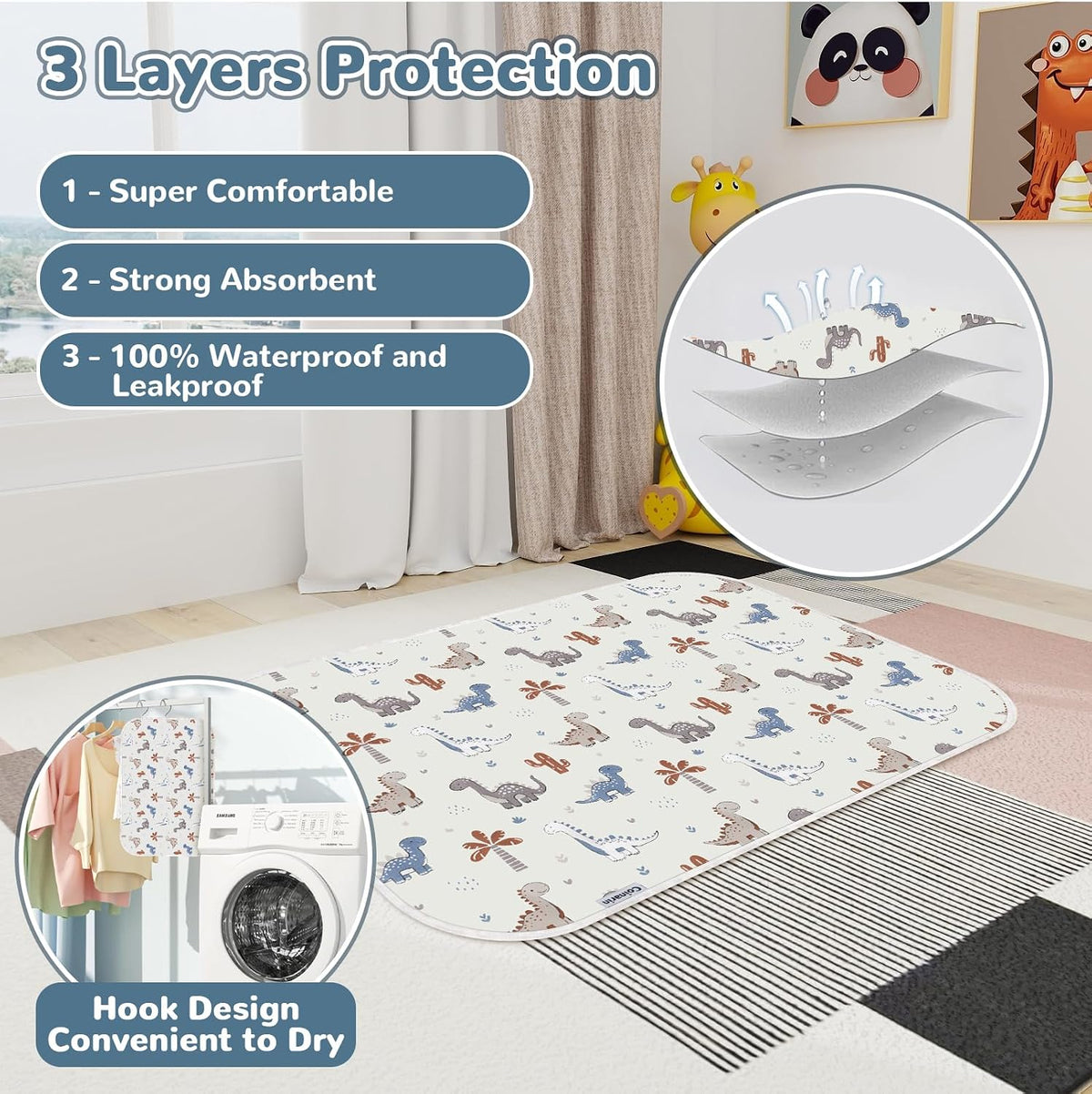 Baby Diaper Changing Pad, 31.5" x 21.5" Extra Large Portable Changing Mat