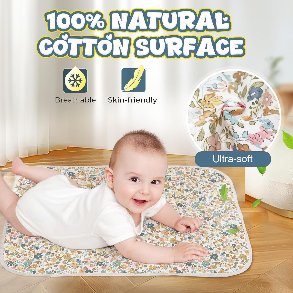 Baby Diaper Changing Pad, 31.5" x 21.5" Extra Large Portable Changing Mat