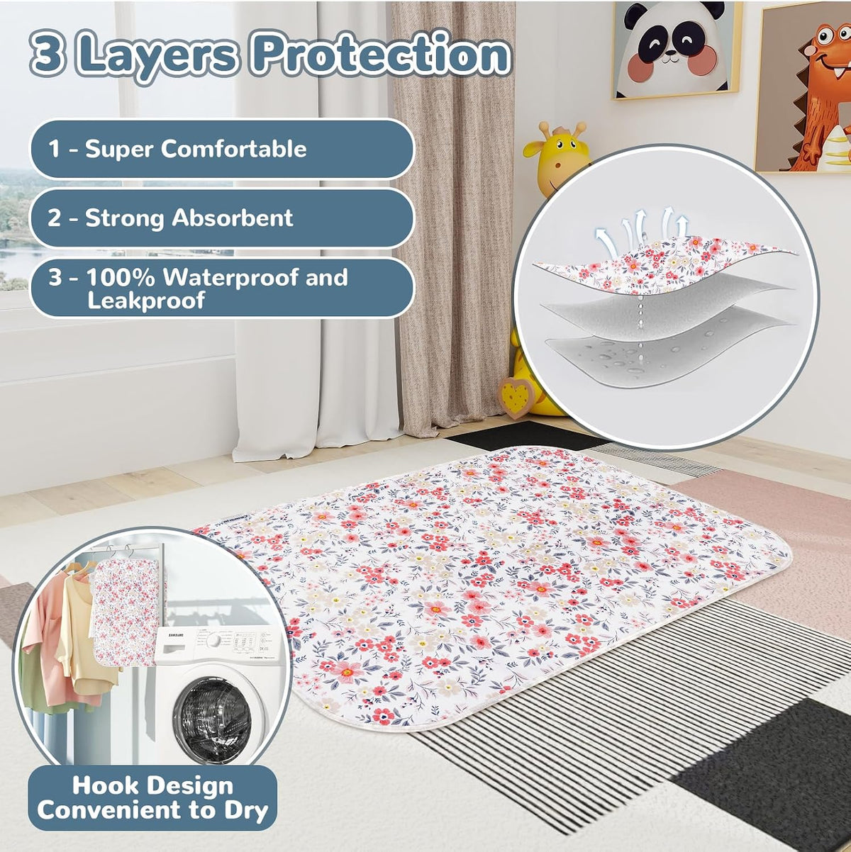 Baby Diaper Changing Pad, 31.5" x 21.5" Extra Large Portable Changing Mat