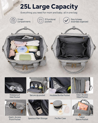 Diaper Bag Backpack-Multifunction Travel Baby Diaper Bag with Changing Pad