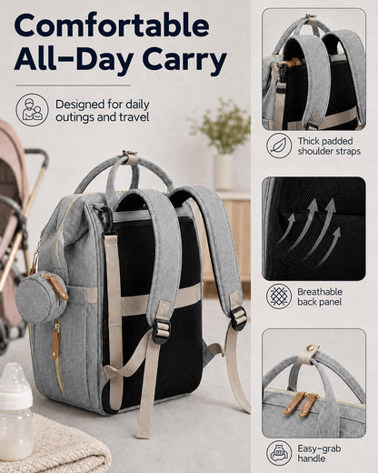 Diaper Bag Backpack-Multifunction Travel Baby Diaper Bag with Changing Pad
