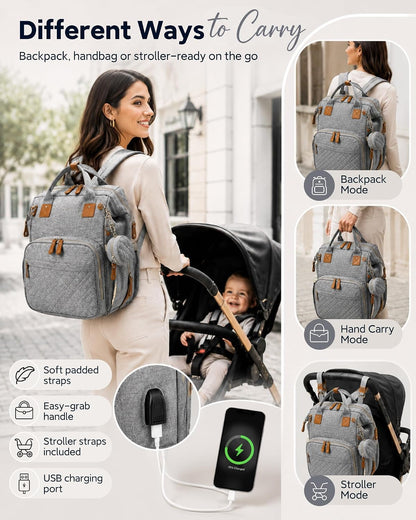 Diaper Bag Backpack-Multifunction Travel Baby Diaper Bag with Changing Pad