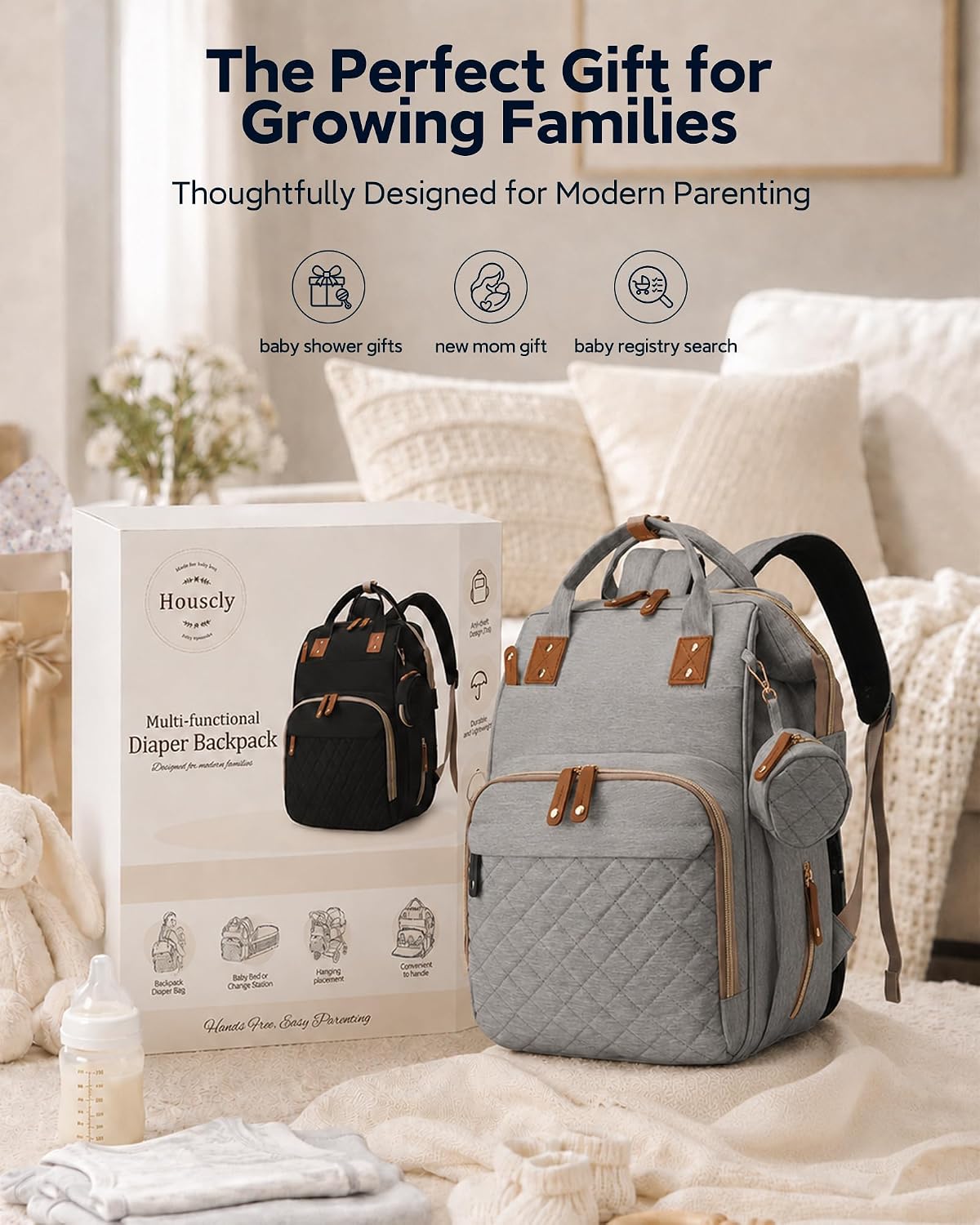 Diaper Bag Backpack-Multifunction Travel Baby Diaper Bag with Changing Pad