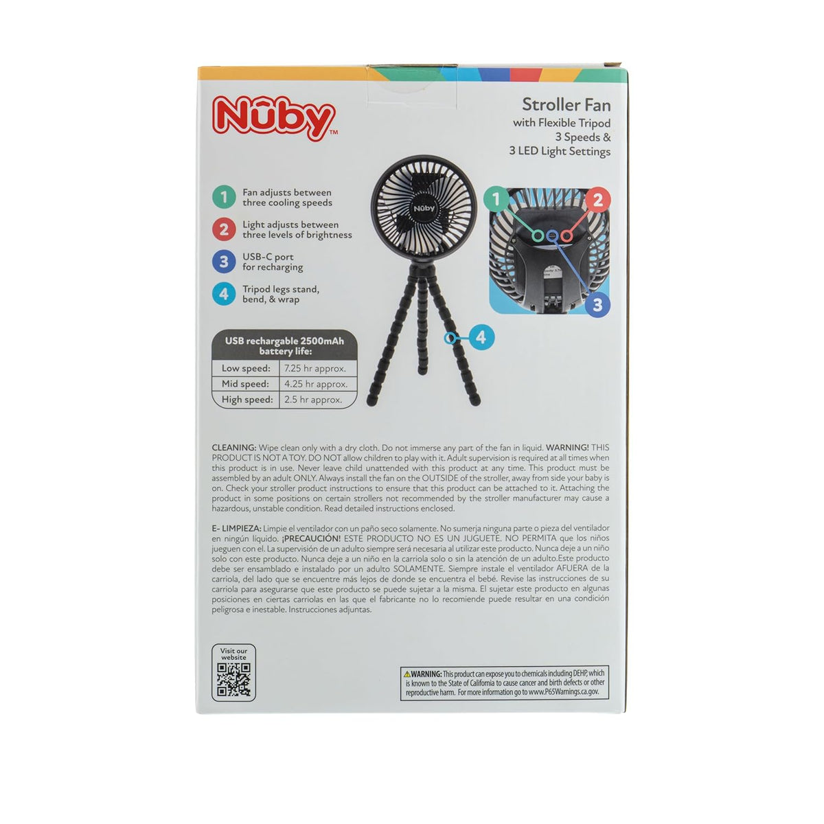Nuby Flexible Tripod 3-Speed Stroller Fan