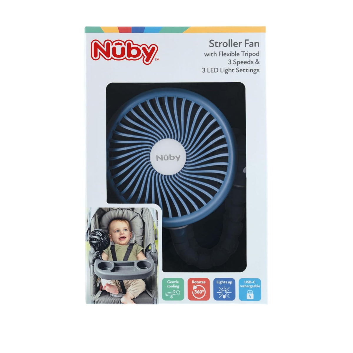 Nuby Flexible Tripod 3-Speed Stroller Fan