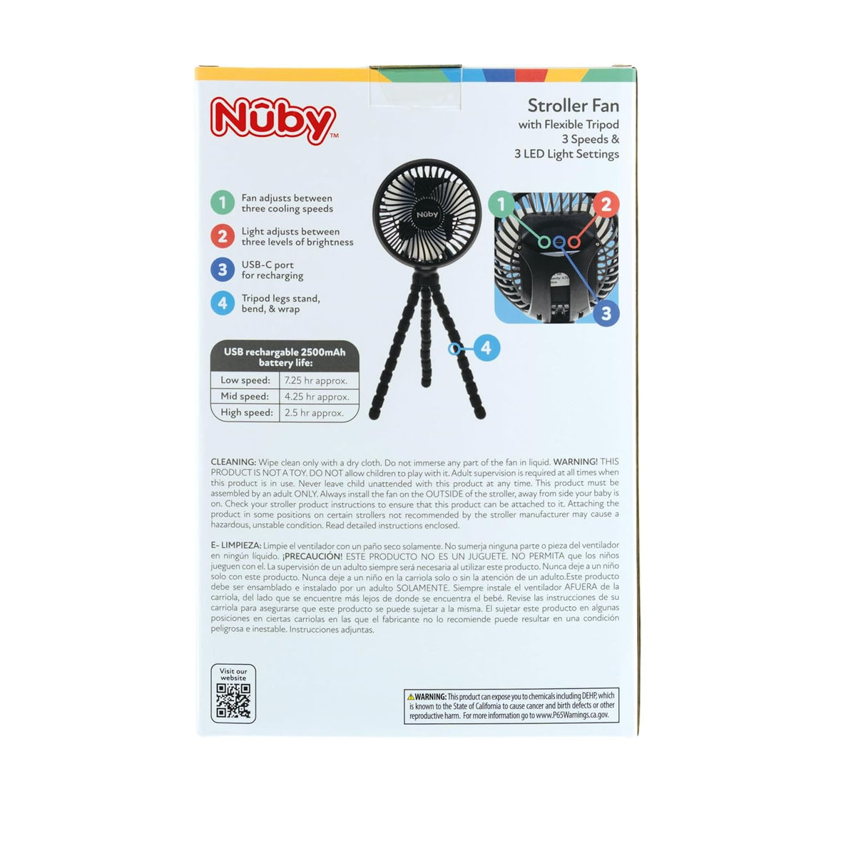 Nuby Flexible Tripod 3-Speed Stroller Fan