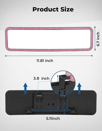 Panoramic Rear View Mirror, 12 Inch Wide Angle Clip On Mirror
