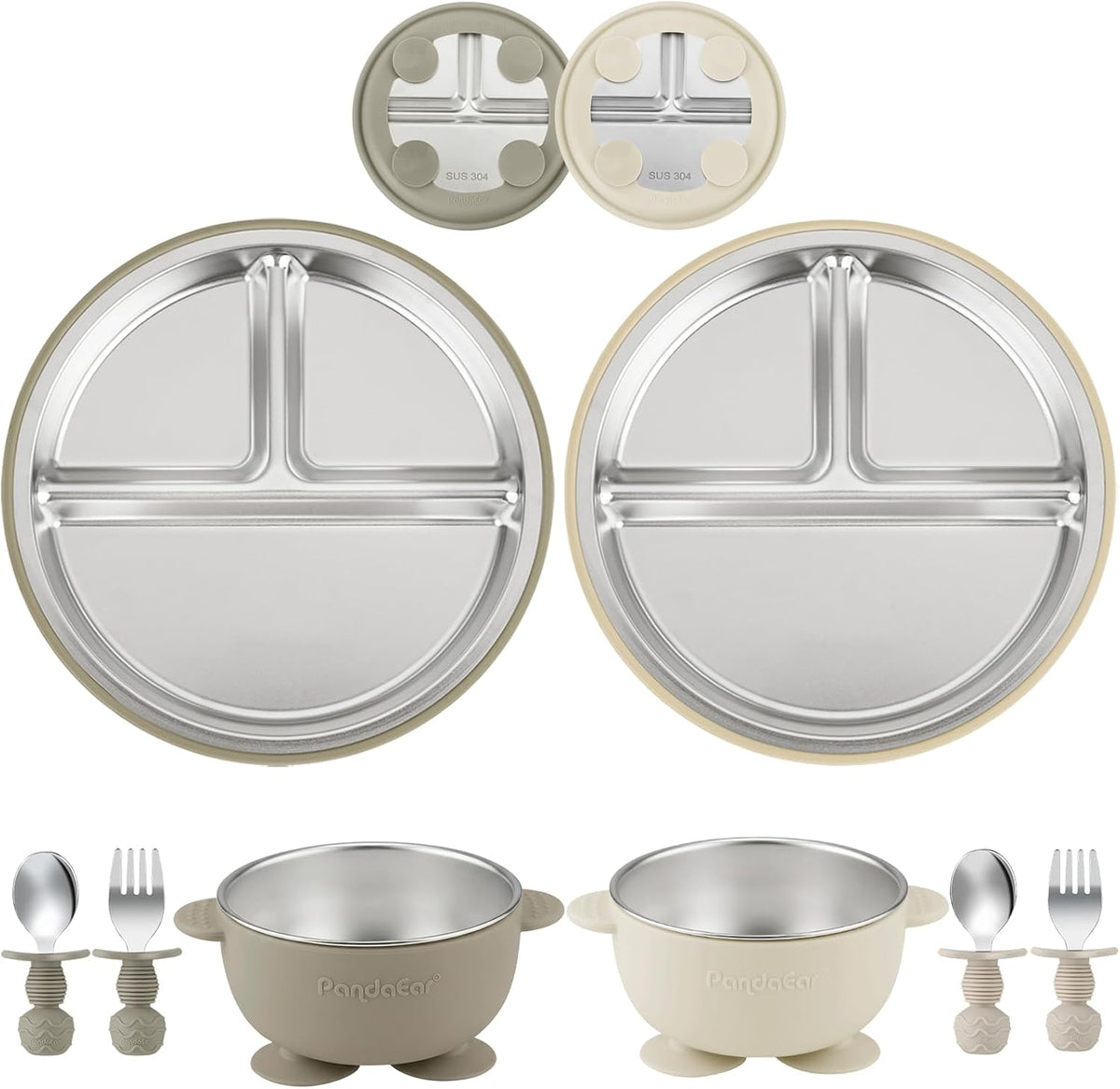 8PCS Baby Feeding Set & 6 Pack Silicone Baby Spoons and Fork Feeding Set