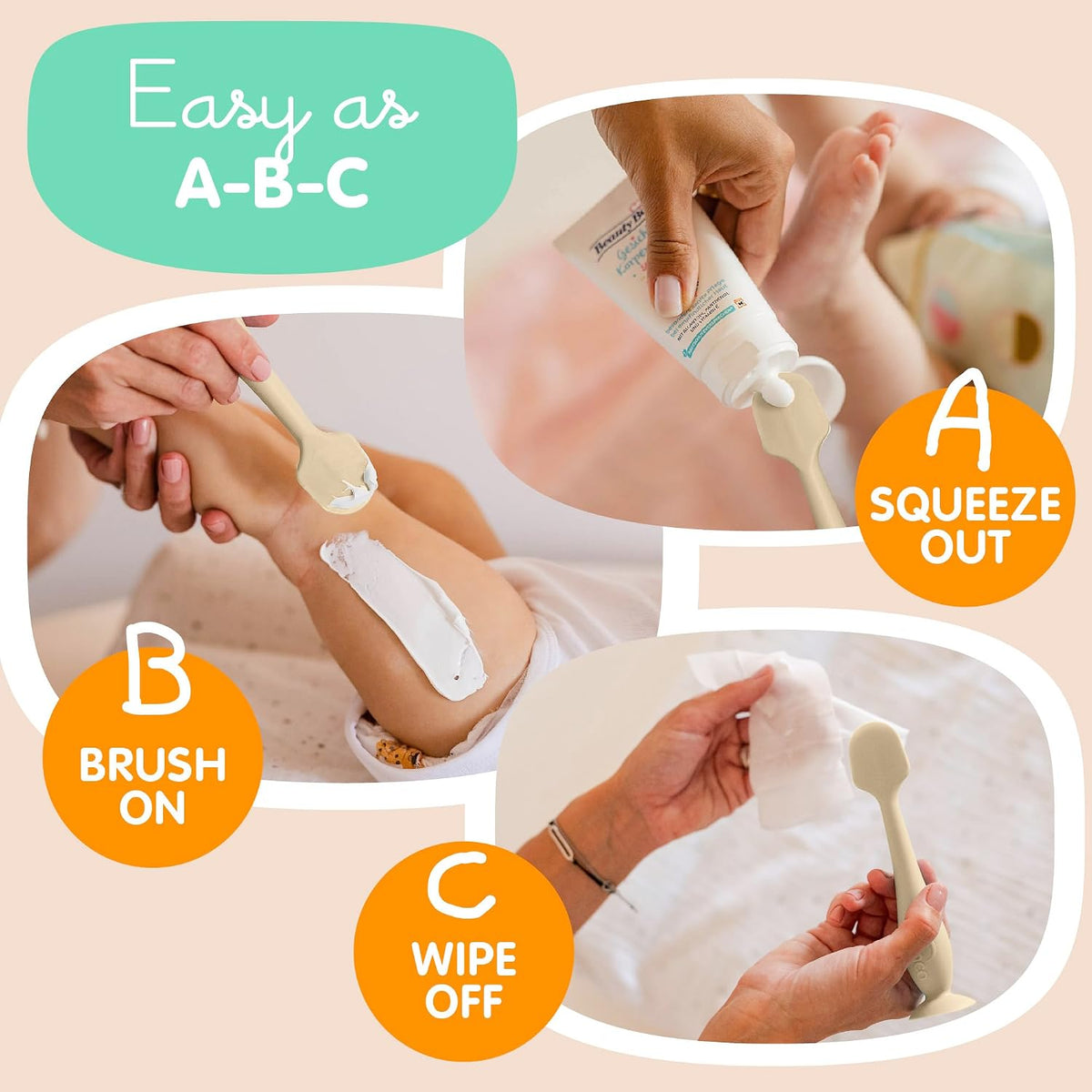 Travel Baby Diaper Cream Spatula with Protective Travel Case (Ivory)