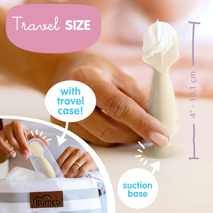 Travel Baby Diaper Cream Spatula with Protective Travel Case (Ivory)