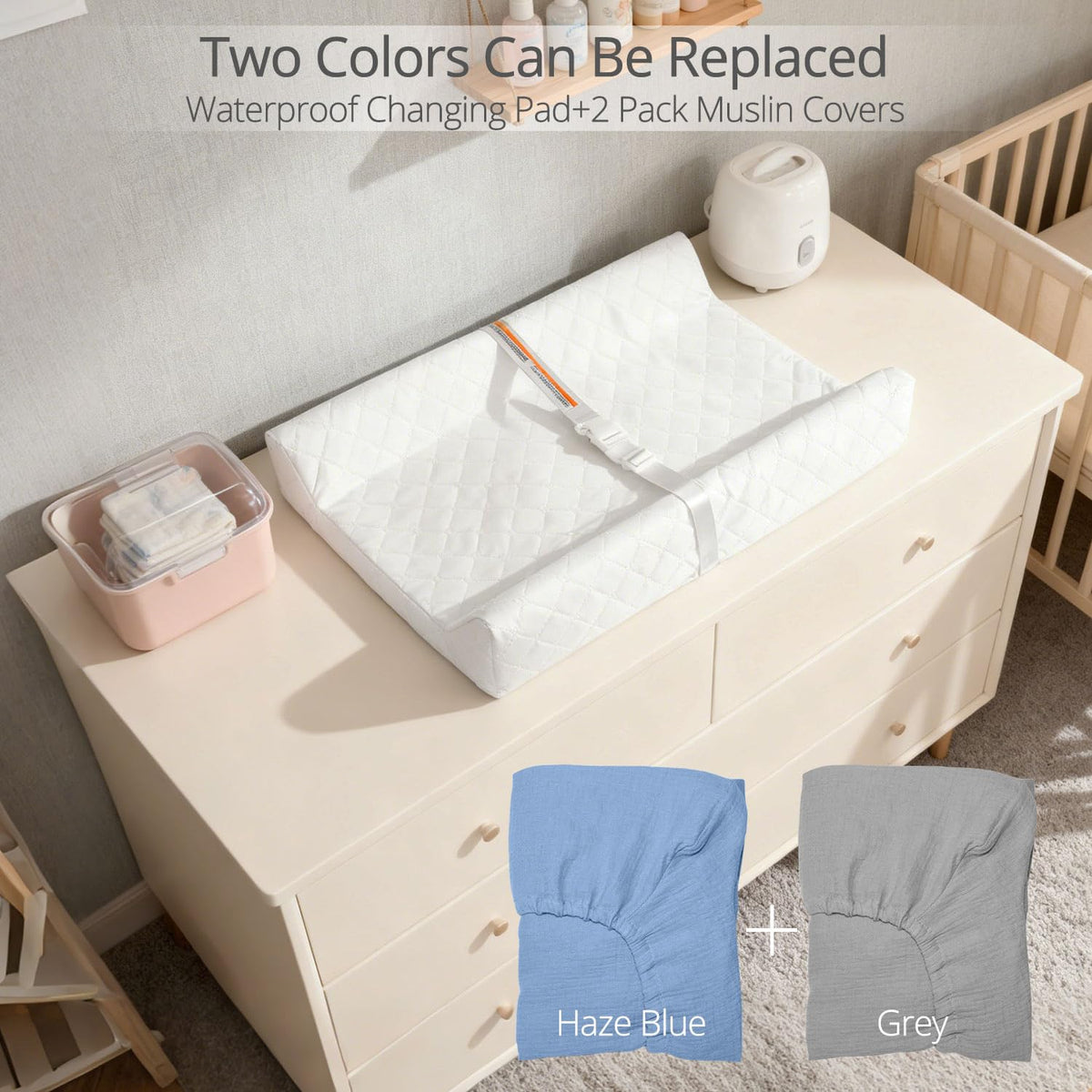 Muslin Baby Changing Pad with 2 Pack Covers