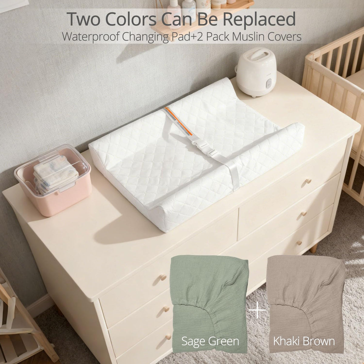 Muslin Baby Changing Pad with 2 Pack Covers