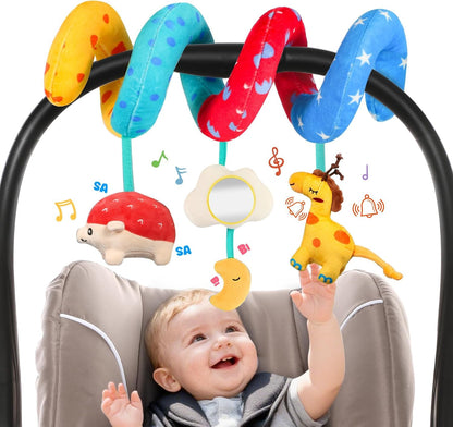 High Contrast Car Seat Toys for Babies 0-6 Months, Black and White