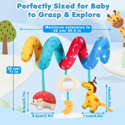 High Contrast Car Seat Toys for Babies 0-6 Months, Black and White