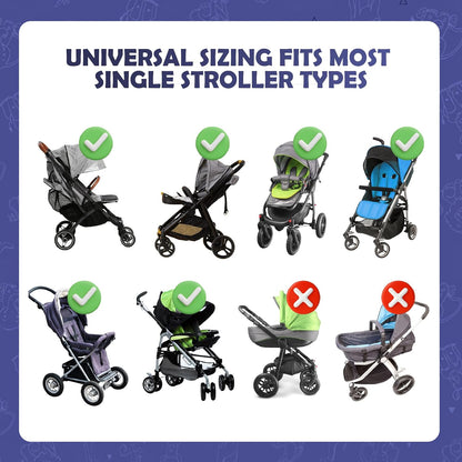 Universal Stroller Rain Cover with Zoo Animal Design – Waterproof Weather Shield, Clear Front Window & Roll-Up Panel, Machine Washable, Grey