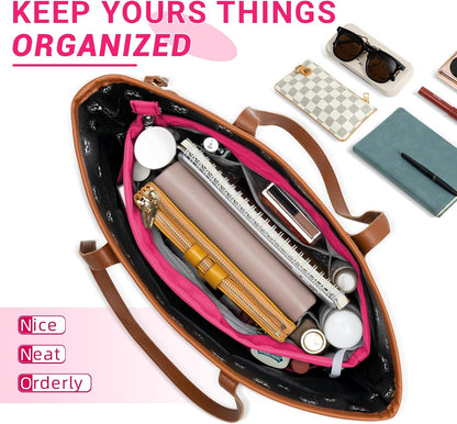 Purse Organizer Insert with Zipped Top for Tote Bag, Handbag Shaper with 13 Pockets