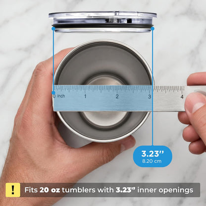 20/10 oz Tumbler Lids, 3.23" Replacement Lid with Slider, 4 pcs | Double-Ridge Rubber Gasket, Removable Slider for Easy Cleaning, Splash Resistant, Fits 20 oz Tumblers with 3.23" Inner Rim