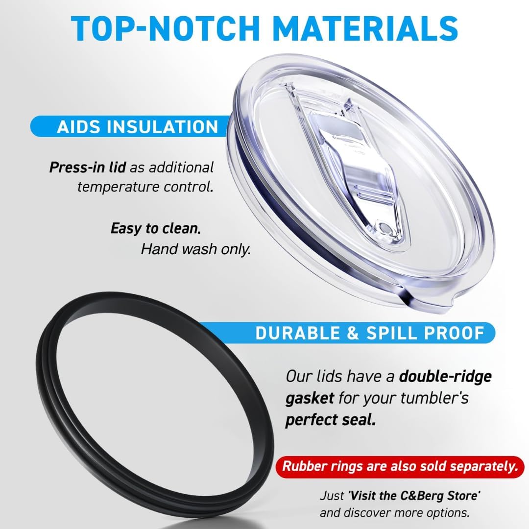 20/10 oz Tumbler Lids, 3.23" Replacement Lid with Slider, 4 pcs | Double-Ridge Rubber Gasket, Removable Slider for Easy Cleaning, Splash Resistant, Fits 20 oz Tumblers with 3.23" Inner Rim