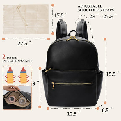 Diaper Bag Backpack Baby Diaper Bag Leather Diaper Bag Backpack Mom Dad with 18 Organizing Pouches,6 Insulated Pockets,Changing Pad,Stroller Straps, Large Capacity,Waterproof(Brown)