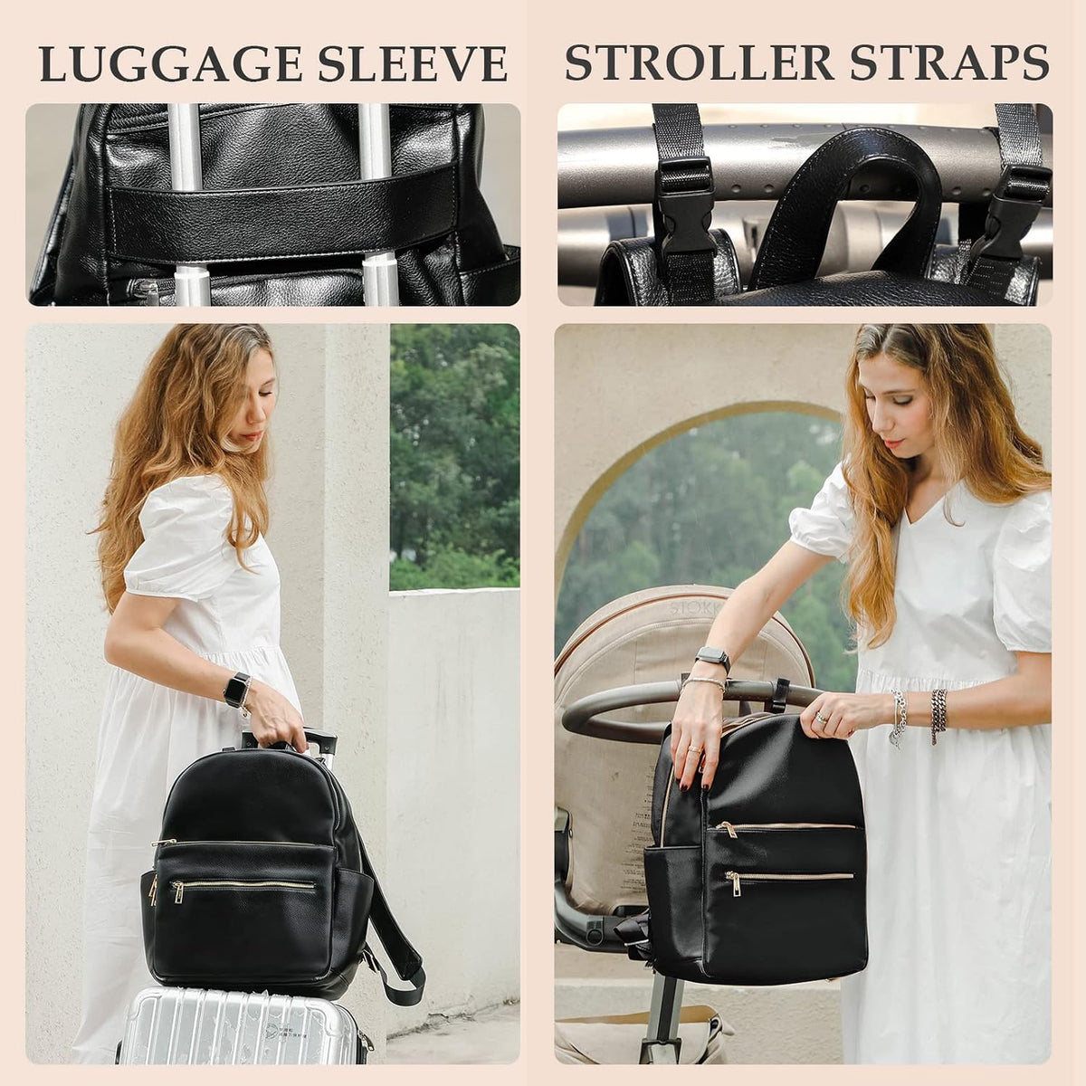 Diaper Bag Backpack Baby Diaper Bag Leather Diaper Bag Backpack Mom Dad with 18 Organizing Pouches,6 Insulated Pockets,Changing Pad,Stroller Straps, Large Capacity,Waterproof(Brown)