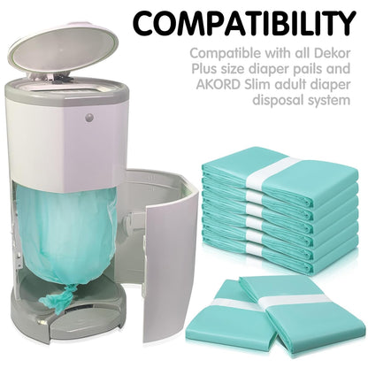 12 Pack Diaper Disposal Liner Refills Compatible with Janibell Akord 280 Dekor Plus Diaper Pails Extra Thick Pail Refill Liners Adult Scented Odor Resistant Liners Holds up to 7200(Green)