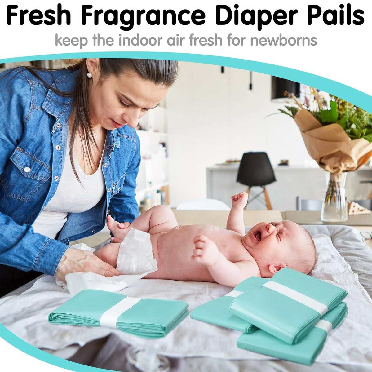 12 Pack Diaper Disposal Liner Refills Compatible with Janibell Akord 280 Dekor Plus Diaper Pails Extra Thick Pail Refill Liners Adult Scented Odor Resistant Liners Holds up to 7200(Green)