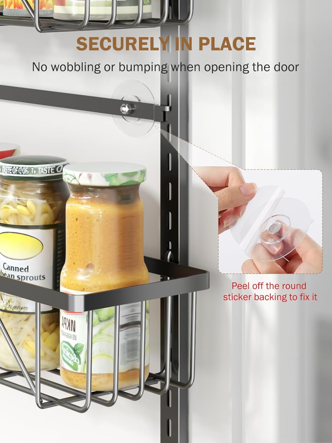 Narrow 9-Tier Over the Door Pantry Organizer, Adjustable Pantry Storage, Metal Hanging Spice Rack, Cabinet Door Organizer for Kitchen, Bathroom, Laundry Room, 12.5" White