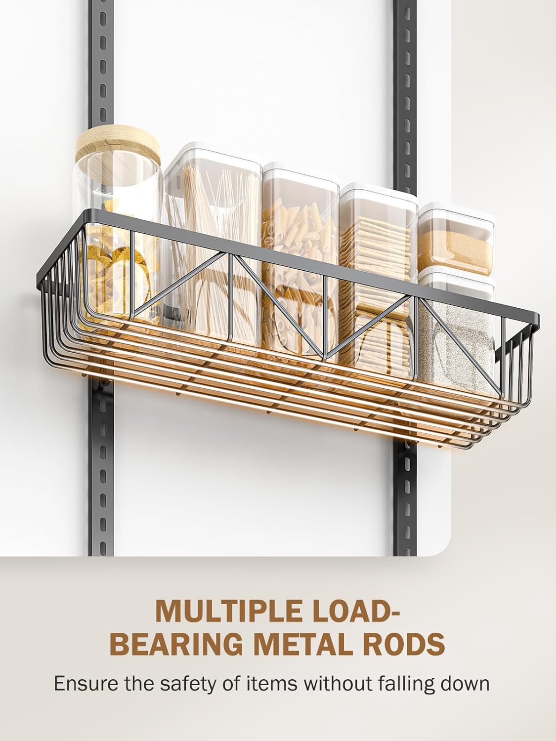 Narrow 9-Tier Over the Door Pantry Organizer, Adjustable Pantry Storage, Metal Hanging Spice Rack, Cabinet Door Organizer for Kitchen, Bathroom, Laundry Room, 12.5" White