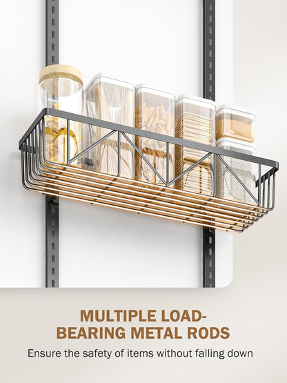 Narrow 9-Tier Over the Door Pantry Organizer, Adjustable Pantry Storage, Metal Hanging Spice Rack, Cabinet Door Organizer for Kitchen, Bathroom, Laundry Room, 12.5" White
