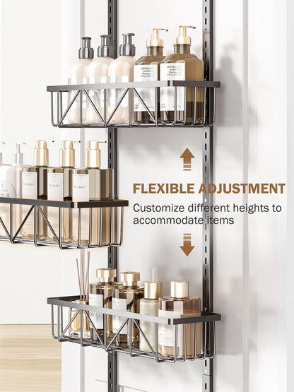 Narrow 9-Tier Over the Door Pantry Organizer, Adjustable Pantry Storage, Metal Hanging Spice Rack, Cabinet Door Organizer for Kitchen, Bathroom, Laundry Room, 12.5" White