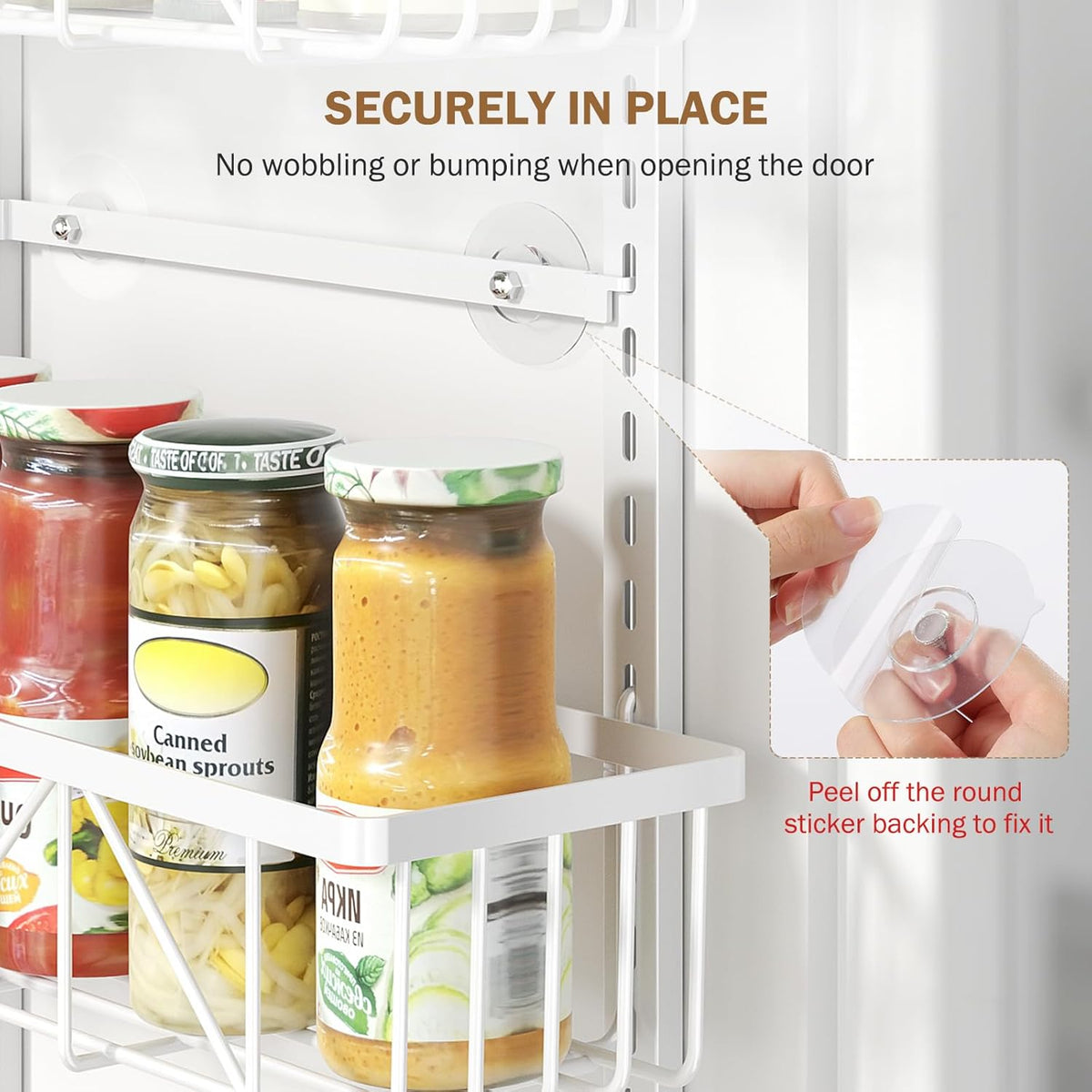 Narrow 9-Tier Over the Door Pantry Organizer, Adjustable Pantry Storage, Metal Hanging Spice Rack, Cabinet Door Organizer for Kitchen, Bathroom, Laundry Room, 12.5" White