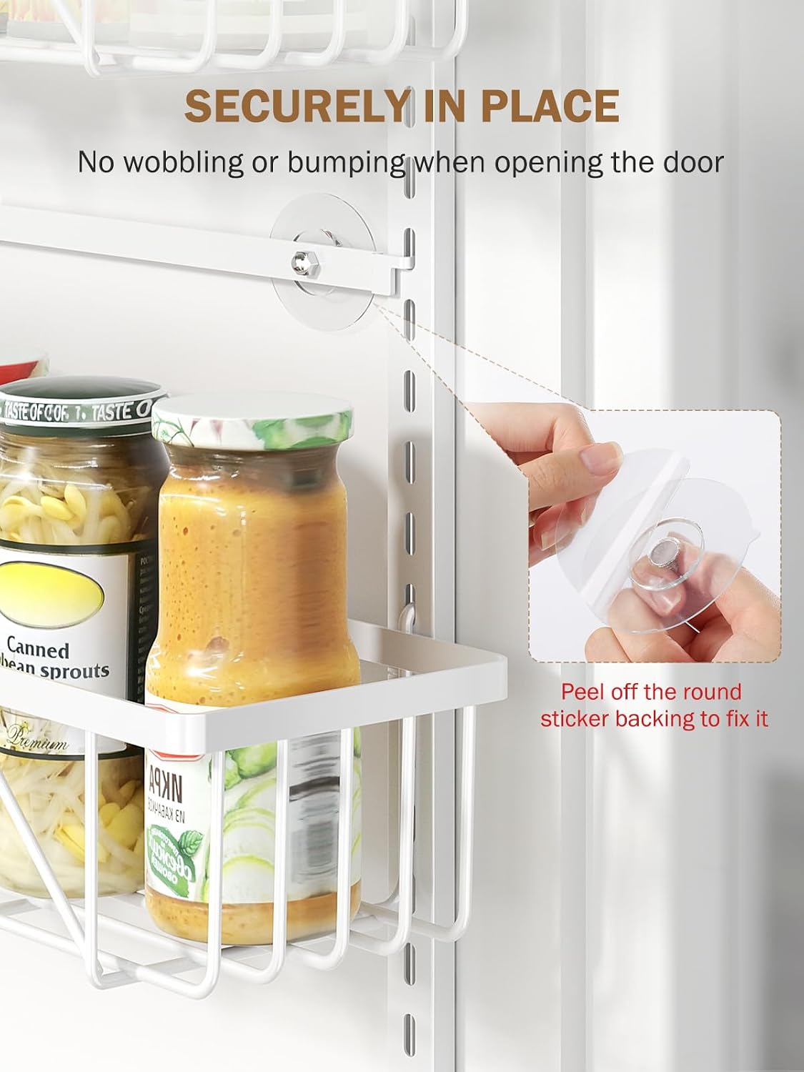 Narrow 9-Tier Over the Door Pantry Organizer, Adjustable Pantry Storage, Metal Hanging Spice Rack, Cabinet Door Organizer for Kitchen, Bathroom, Laundry Room, 12.5" White