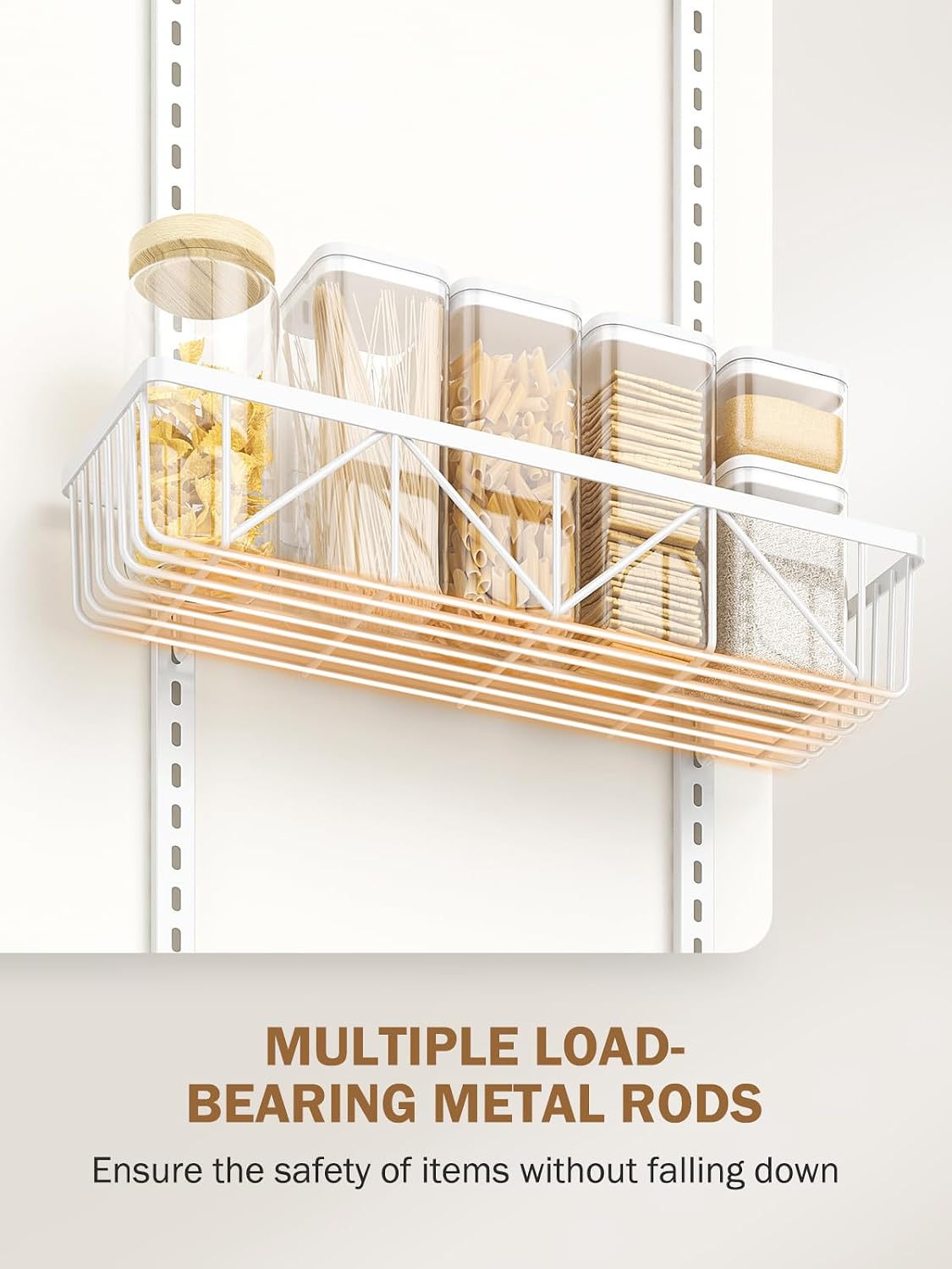 Narrow 9-Tier Over the Door Pantry Organizer, Adjustable Pantry Storage, Metal Hanging Spice Rack, Cabinet Door Organizer for Kitchen, Bathroom, Laundry Room, 12.5" White