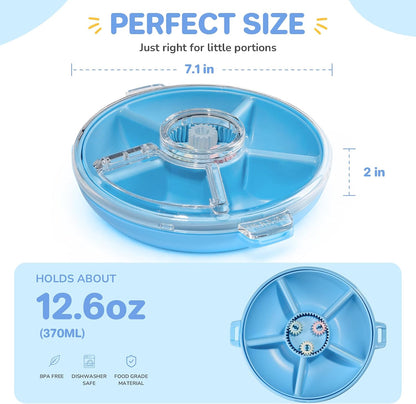 Kids Divided Snack Box with Hand Strap, Reusable 5-Compartment Kids Snack Container, BPA-Free Portable Candy & Nut Serving Platter for Travel, Parties, Picnics (Pink)
