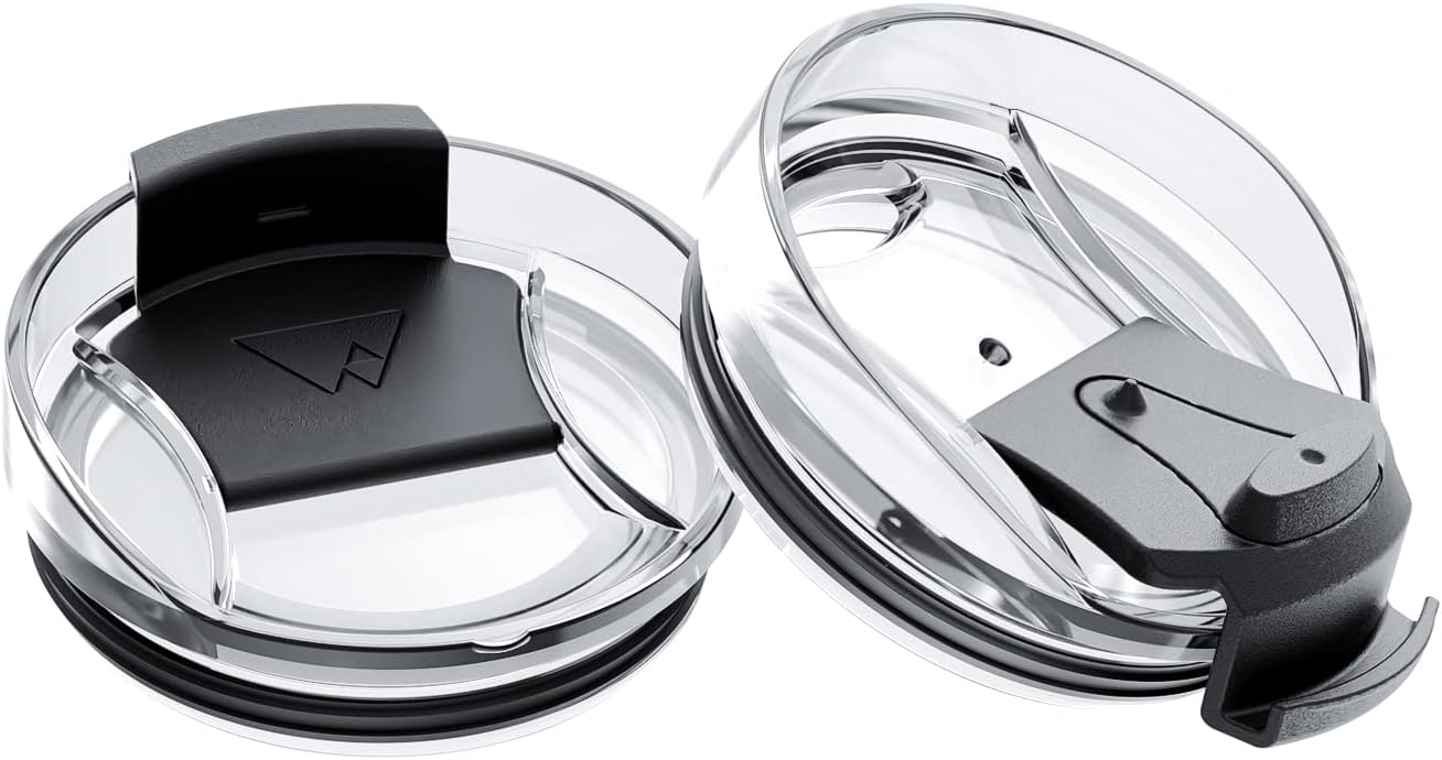 2 Pcs Tumbler Replacement Lid Spill Proof, Shatter Resistant, Perfect Fit Lids Compatible with YETI Rambler, Ozark Trails,Fits Inside Diameter of 3.2 inch Tumbler (20 oz., Black) | Fits Inside Diameter of 3.20" Tumbler Spill Proof, Black